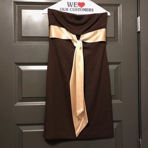 Brown Mini Strapless Cocktail Dress